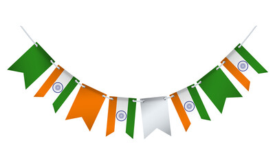 Garland with the flag of India on a white background.