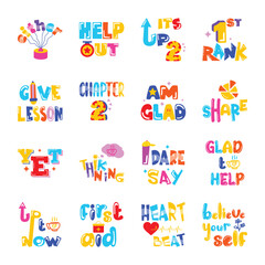Pack of Motivational Texts Flat Stickers
