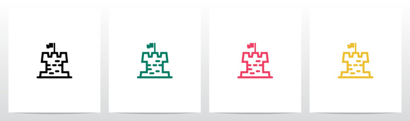 Fortress Castle Outline Letter Logo Design I