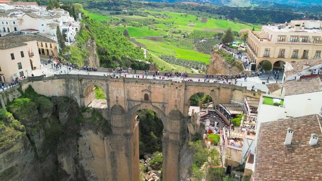Aerial view of Ronda, the major white town of Andalusia, Spain