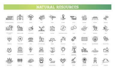 Set of natural resources icons - 629598571