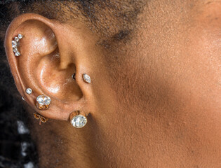 close-up of pierced ear
