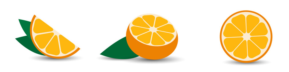 Orange. Orange Fruit. Fresh orange slices. Vector illustration