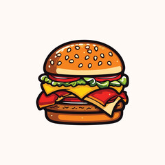 cheese burger cartoon clip art illustration for menu, poster, web