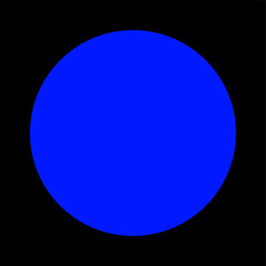 Blue dot on black background. Isolated Blue dot.