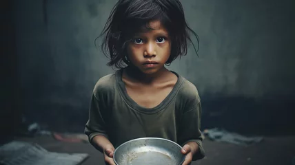 Fotobehang Hungry, starving, poor little child looking at the camera © JKLoma