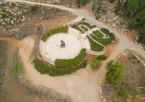 Aerial view of the memorial monument for the 9/11 victims, Jerusalem, Israel.
