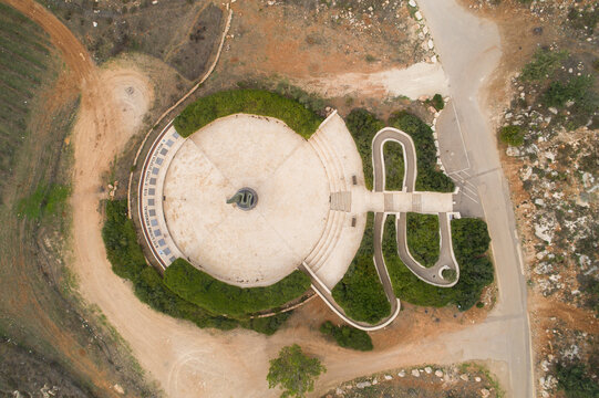 Aerial view of the memorial monument for the 9/11 victims, Jerusalem, Israel.