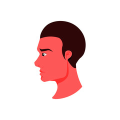 Man side face on isolated background, Vector illustration.