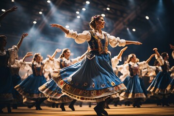 Bavarian folk dancers performing at Oktoberfest