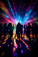 Silhouette of people dancing on a dance floor - 629603562