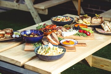Assortment of fresh delicious food on the table