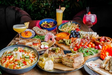 Assortment of fresh delicious food on the table