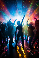 Silhouette of people dancing on a dance floor - 629603925