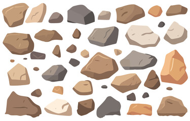 Image of different stones. Set of isolated stones for your design.