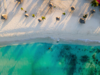 Aerial view of Arashi Beach in Aruba.