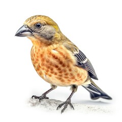 Cassia crossbill bird isolated on white. Generative AI