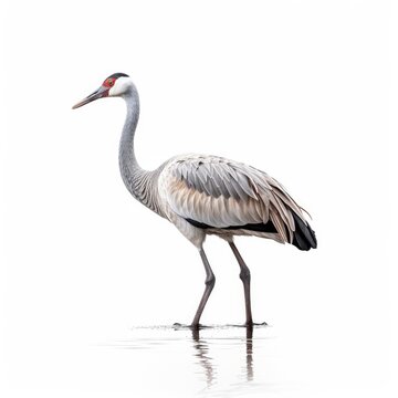 Common crane bird isolated on white. Generative AI