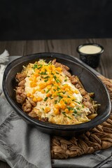 Tray of delicious Chuzo desgranado on the table in a restaurant