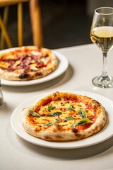 Vertical shot of a delicious freshly made pizza on the table