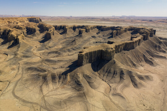 Aerial view of the rock "Long Dong Silver", near Hanksville, Utah, United States.