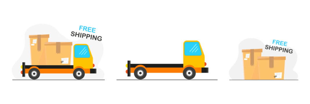 Delivery set. Packages. car. Vector graphics