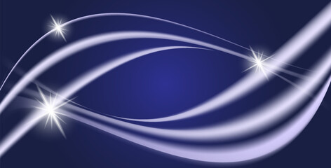 Abstract background with waves and stars on a blue background