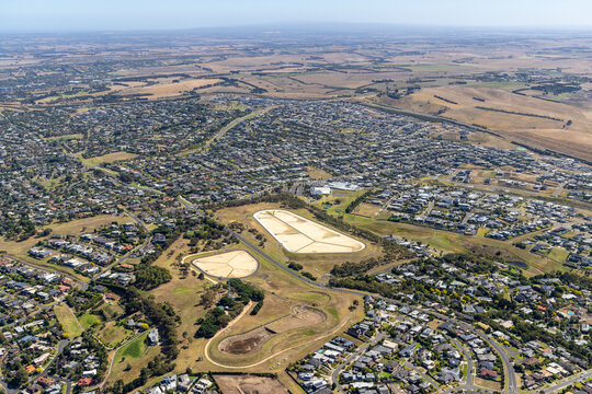 Aerial view of Geelong, a small residential town, Victoria, Australia.
