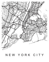 Vector design of the street map of New York City against a white background - obrazy, fototapety, plakaty
