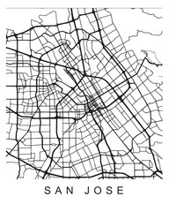 Vector design of the street map of San Jose against a white background