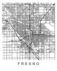 Vector design of the street map of Fresno against a white background