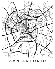 Vector design of the street map of San Antonio against a white background