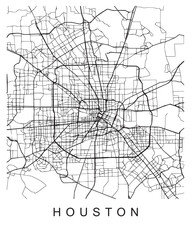 Vector design of the street map of Houston against a white background