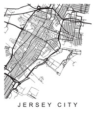 Fototapeta na wymiar Vector design of the street map of Jersey CIty against a white background