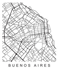 Outlined vector illustration of the map of Buenos Aires on the white background - obrazy, fototapety, plakaty