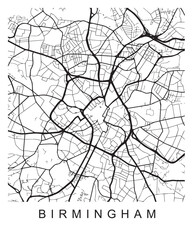 Outlined vector illustration of the map of Birmingham on the white background