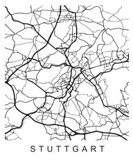 Obraz premium Outlined vector illustration of the map of Stuttgart on the white background