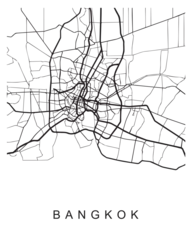 Foto op Canvas Outlined vector illustration of the map of Bangkok on the white background © Deificusart/Wirestock Creators