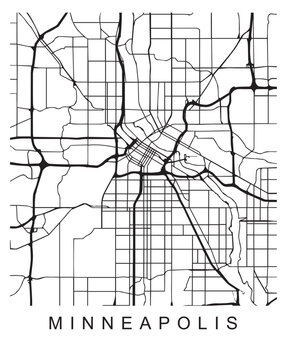 Vector design of the street map of Minneapolis against a white background