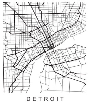 Vector design of the street map of Detroit against a white background