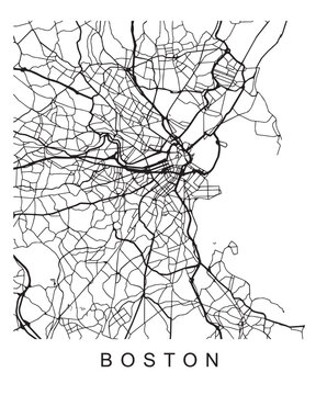 Vector design of the street map of Boston against a white background