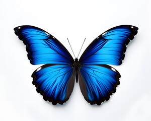 Blue butterfly on a white background, ai generated