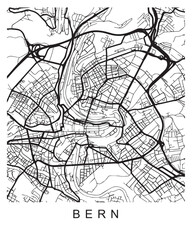Fototapeta na wymiar Vector design of the street map of Bern against a white background