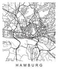 Vector design of the street map of Hamburg against a white background
