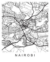 Vector design of the street map of Nairobi against a white background