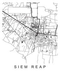 Fototapeta na wymiar Vector design of the street map of Siem Reap against a white background