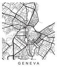 Vector design of the street map of Geneva against a white background