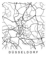 Vector design of the street map of Dusseldorf against a white background