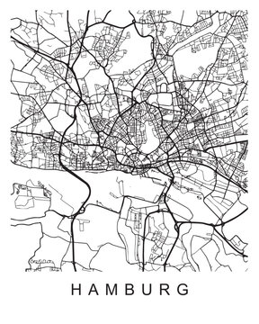 Vector design of the street map of Hamburg against a white background