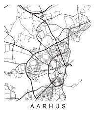 Vector design of the street map of Aarhus against a white background